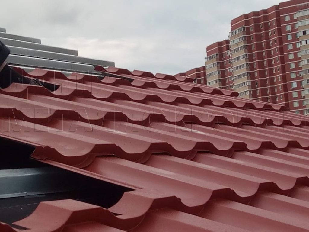 Металлочерепица Геркулес 8004 терракотовый Стальной Бархат от Центра Металлокровли в Перми