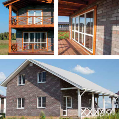 Фaсадная плитка Hauberk коллекция Кирпич цвет Мраморный на фасаде дома фото 6