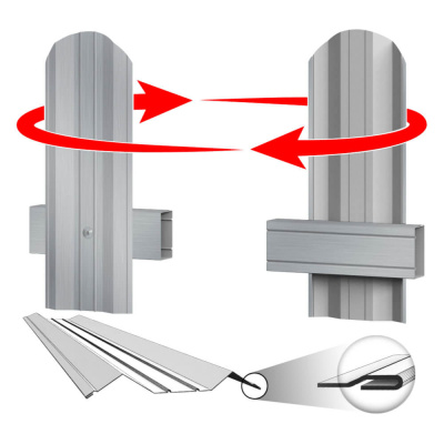 Штакетник металлический ЭКО М-образный 95мм Оцинкованный фото крепления