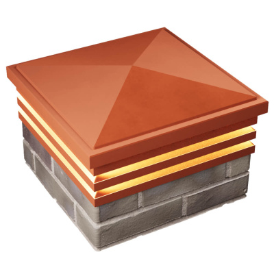 Колпак Бона на 1.5 кирпича Красный с подсветкой 2